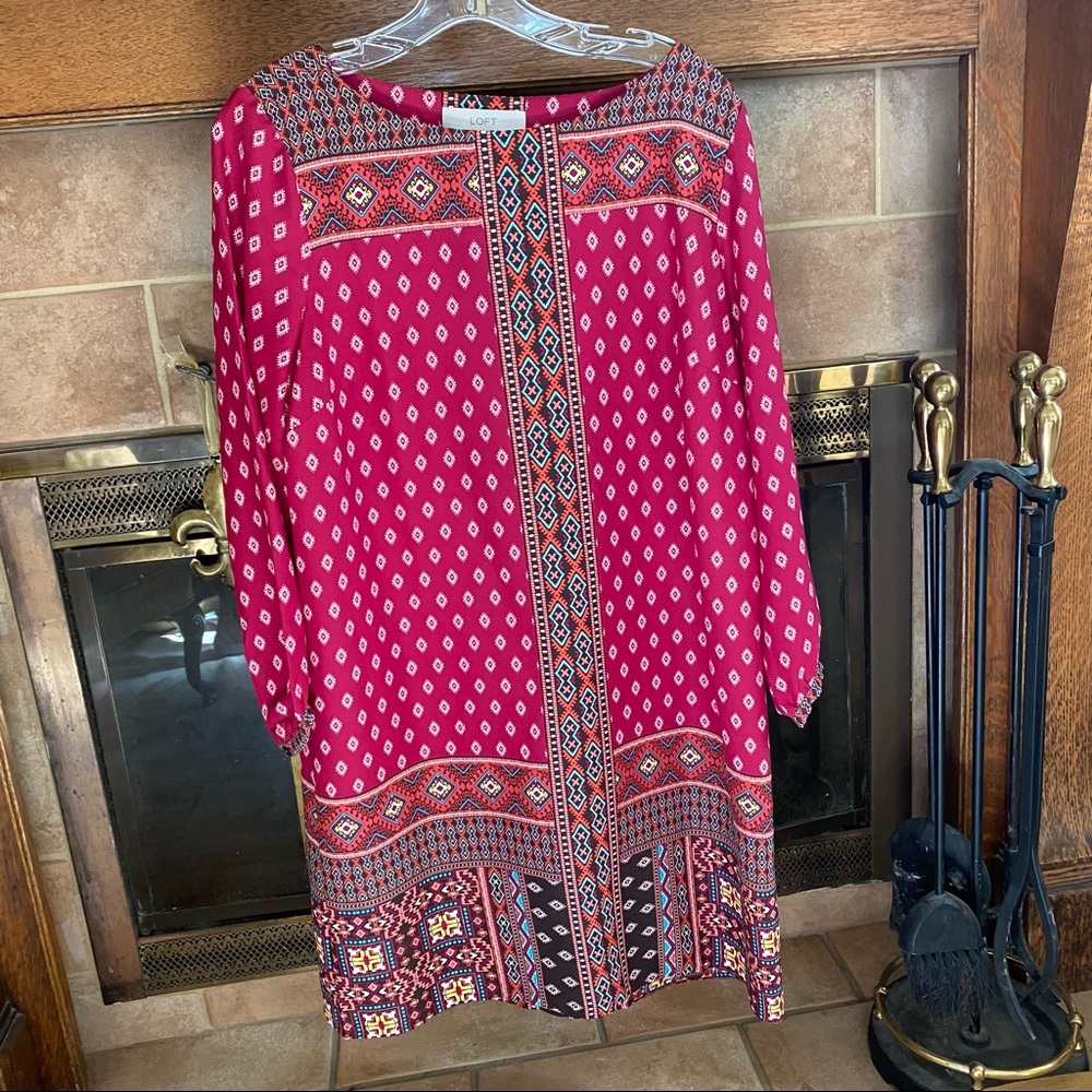 LOFT Patterned Dress Size M